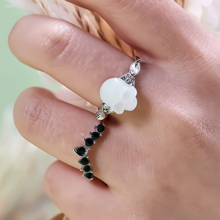 Ensemble de bagues en résine gothique Olivenorma avec tête de mort et couronne en moissanite