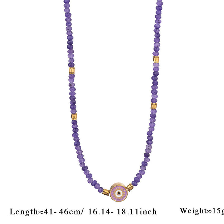 Collier pendentif mauvais œil en perles de cristal naturel Olivenorma