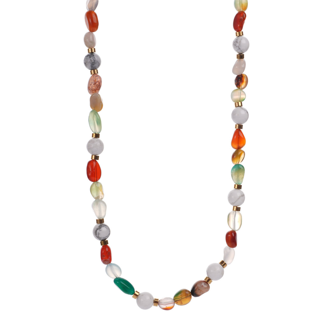 Collier Olivenorma en perles de coquillage en cristal naturel contre le mauvais œil