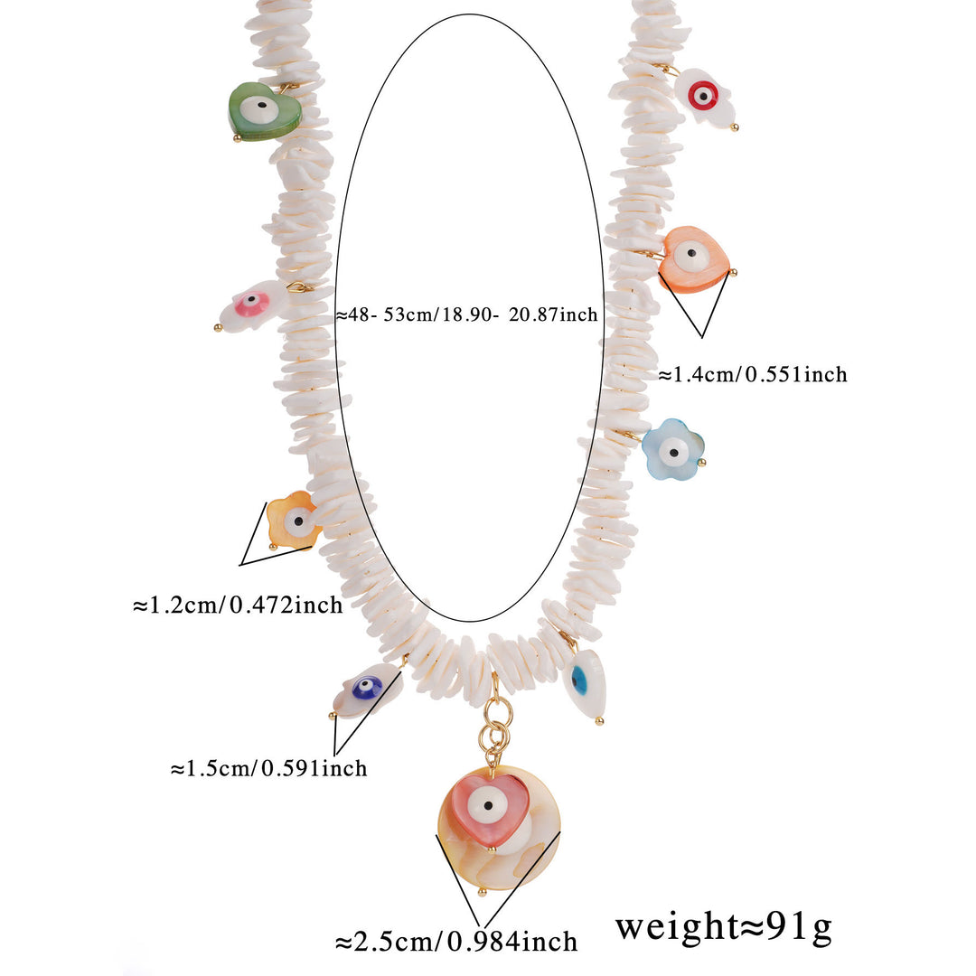 Collier Olivenorma en perles de coquillage en cristal naturel contre le mauvais œil