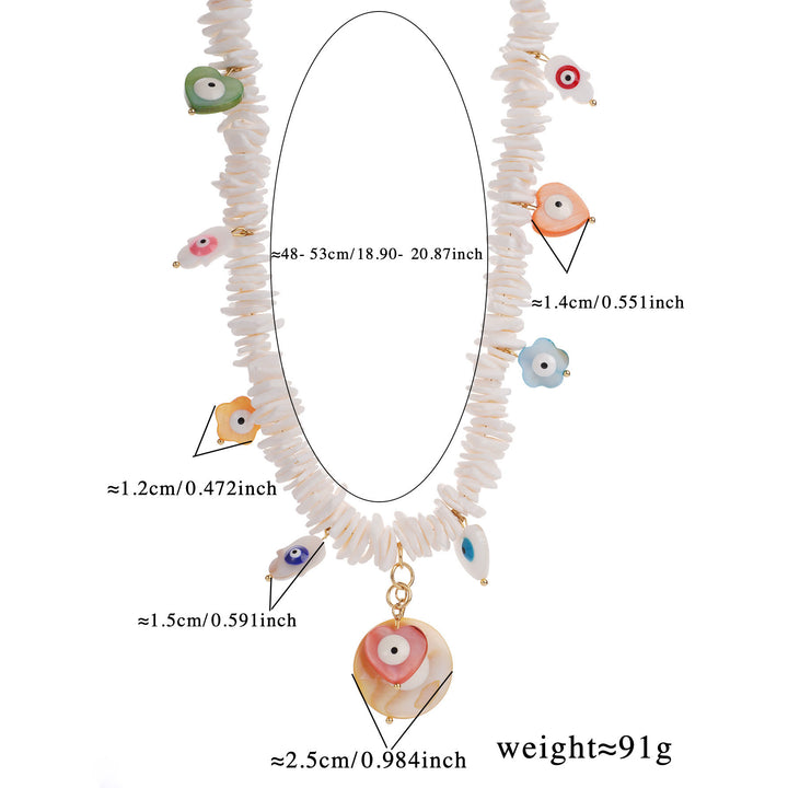 Collier Olivenorma en perles de coquillage en cristal naturel contre le mauvais œil