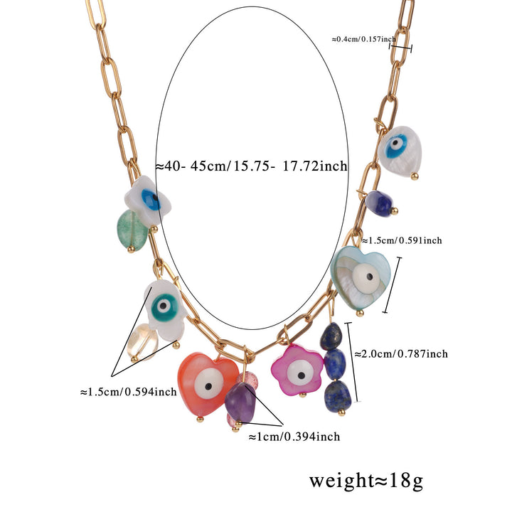 Collier Olivenorma en perles de coquillage en cristal naturel contre le mauvais œil