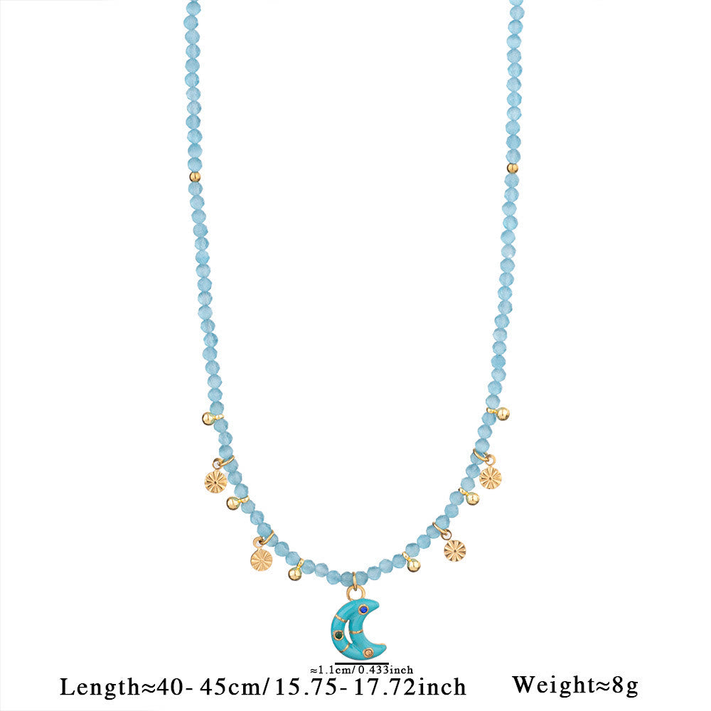 Collier de perles Olivenorma en amazonite, aigue-marine et calcédoine bleue