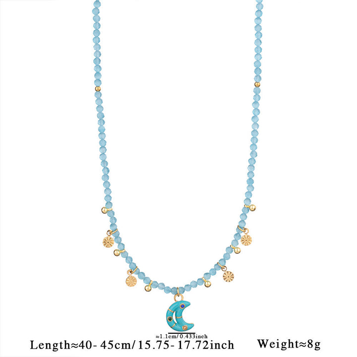 Collier de perles Olivenorma en amazonite, aigue-marine et calcédoine bleue