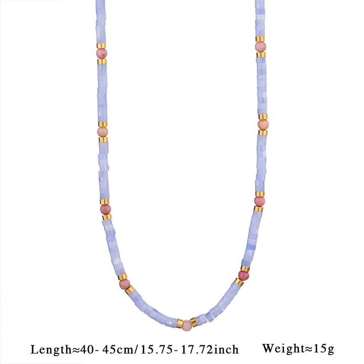Collier de perles Olivenorma en amazonite, aigue-marine et calcédoine bleue