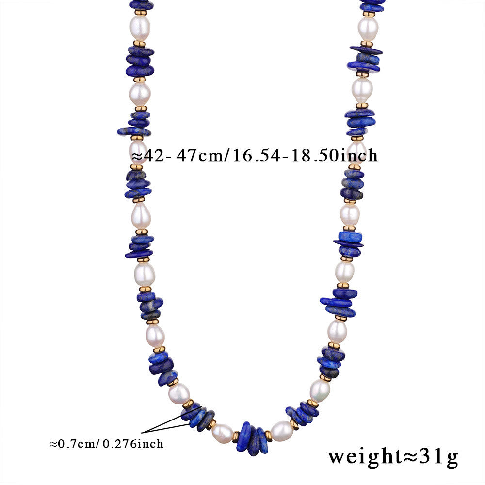 Collier de perles d'eau douce en lapis-lazuli Olivenorma
