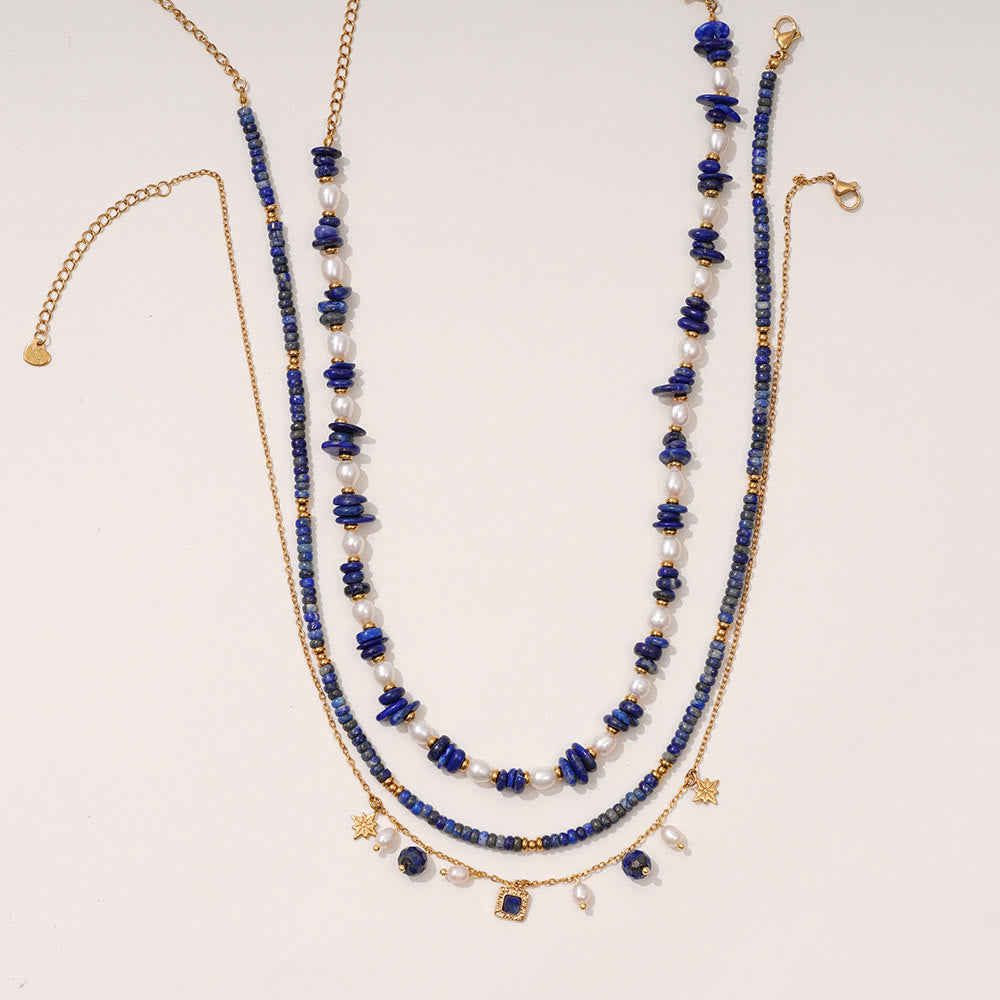 Collier de perles d'eau douce en lapis-lazuli Olivenorma