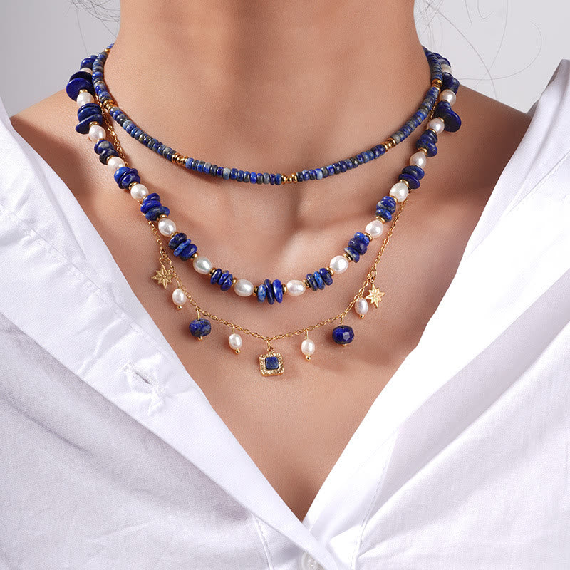 Collier de perles d'eau douce en lapis-lazuli Olivenorma