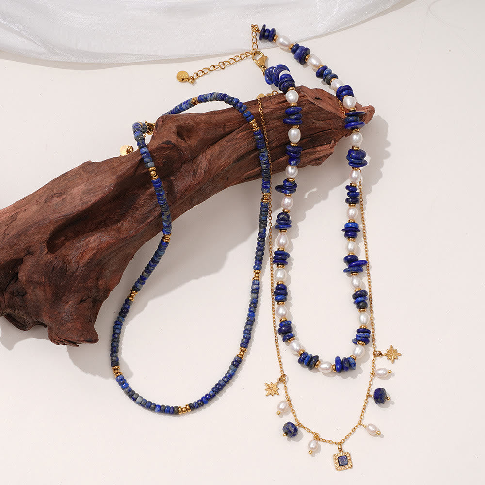Collier de perles d'eau douce en lapis-lazuli Olivenorma
