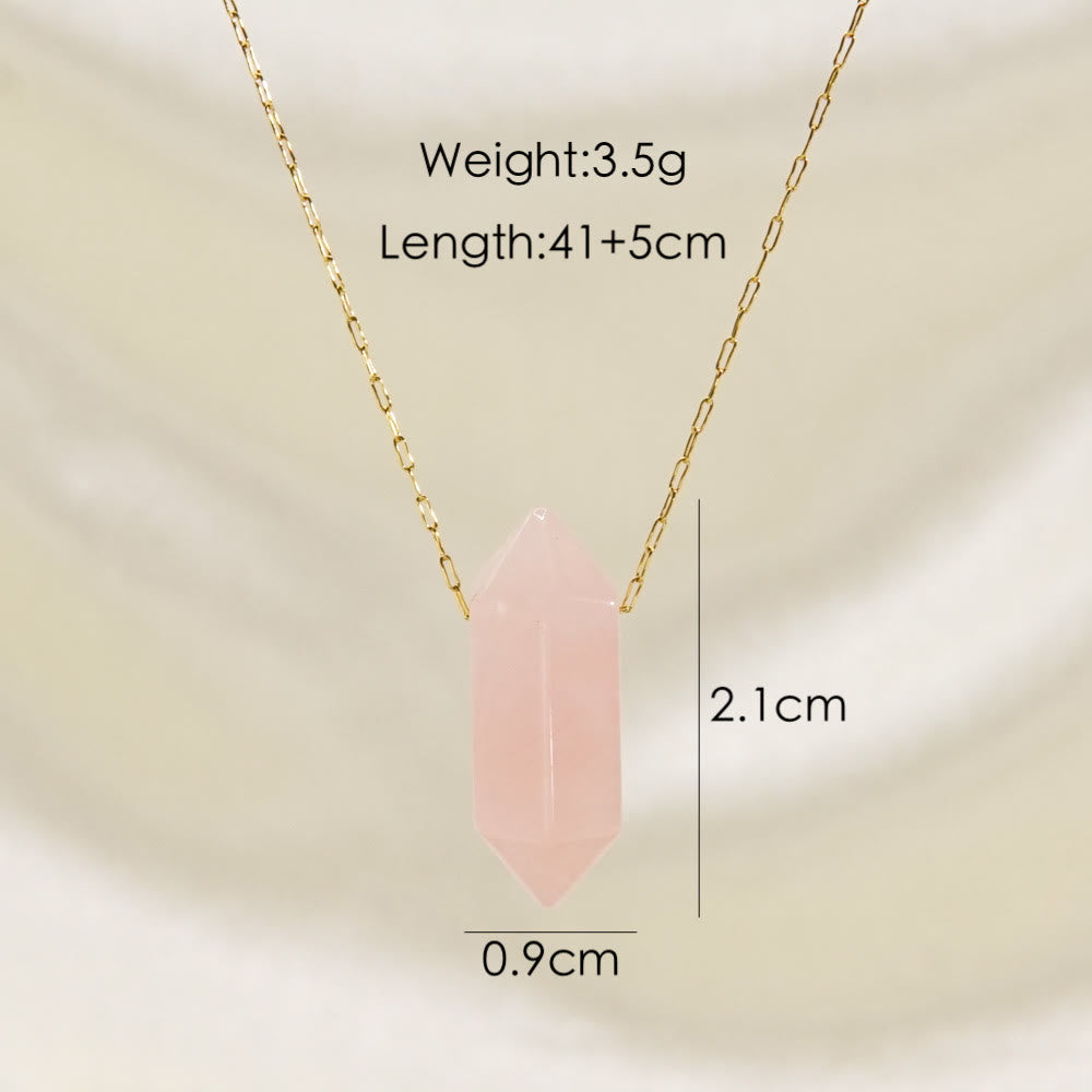 Collier en acier titane avec pendentif double pointe en cristal Olivenorma