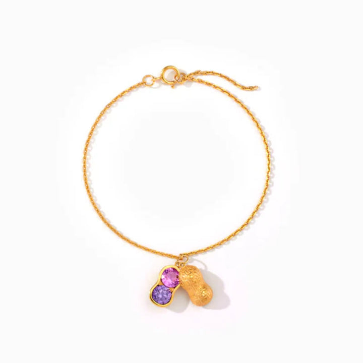 Bracelet Olivenorma « Nous sommes les meilleurs amis » avec pierre de naissance en forme de cacahuète