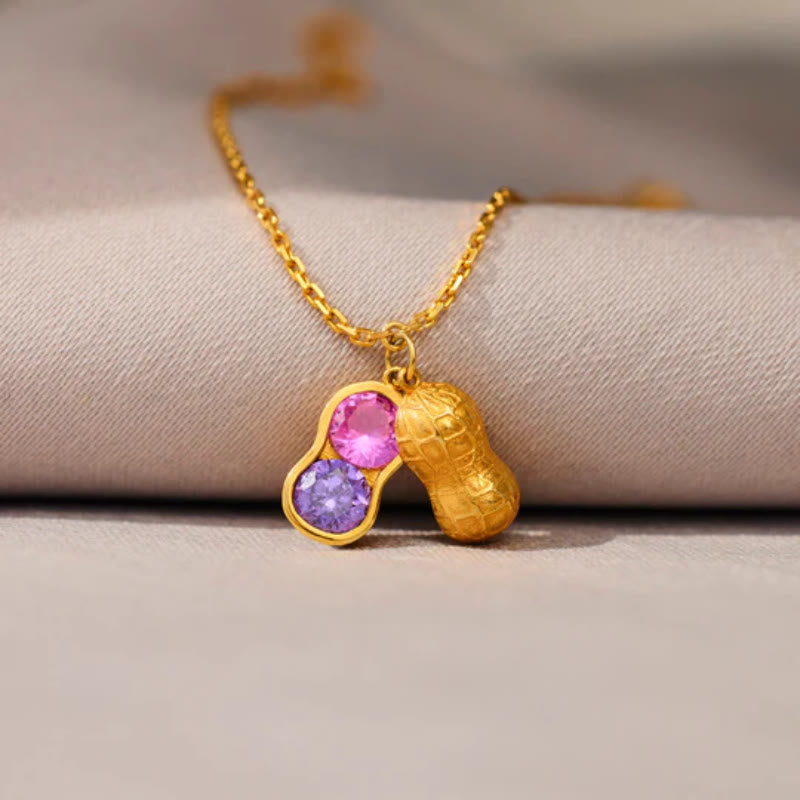 Bracelet Olivenorma « Nous sommes les meilleurs amis » avec pierre de naissance en forme de cacahuète