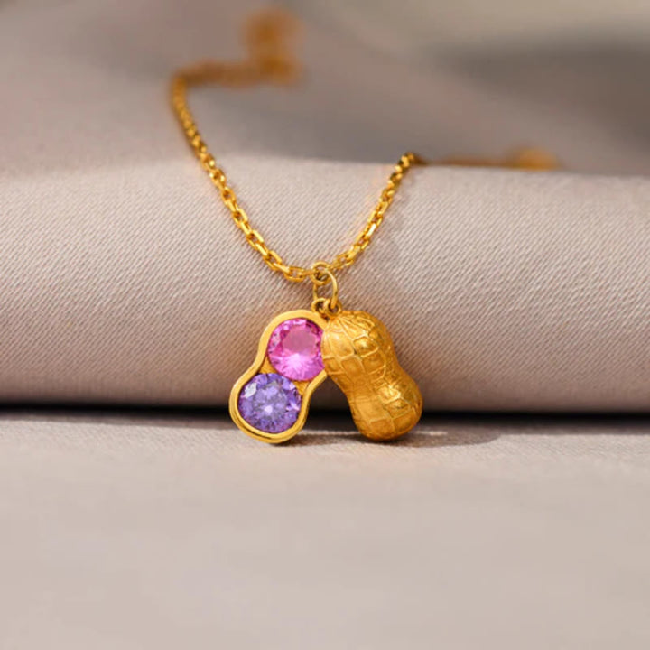 Bracelet Olivenorma « Nous sommes les meilleurs amis » avec pierre de naissance en forme de cacahuète