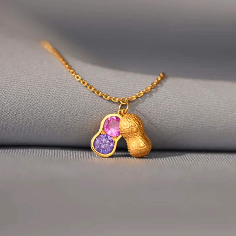 Bracelet Olivenorma « Nous sommes les meilleurs amis » avec pierre de naissance en forme de cacahuète