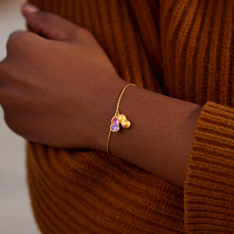 Bracelet Olivenorma « Nous sommes les meilleurs amis » avec pierre de naissance en forme de cacahuète