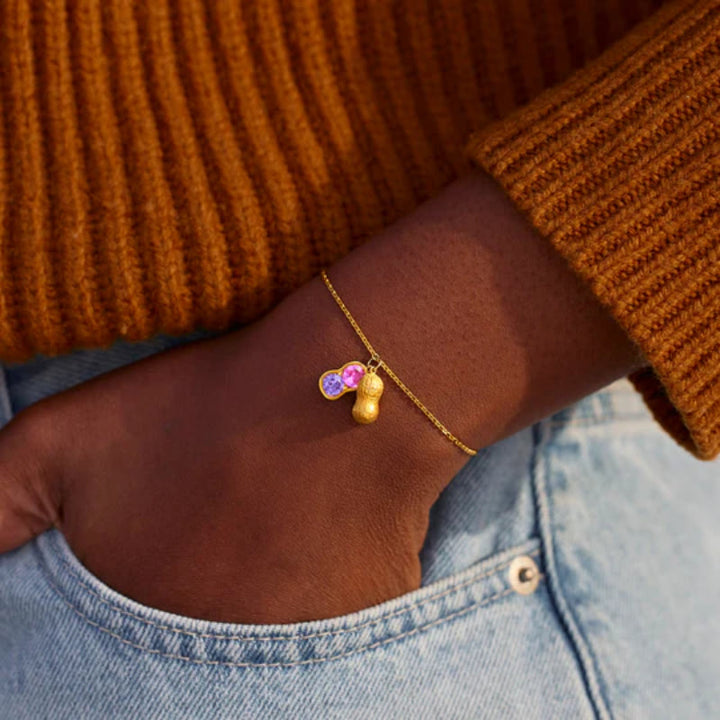 Bracelet Olivenorma « Nous sommes les meilleurs amis » avec pierre de naissance en forme de cacahuète