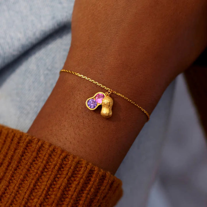 Bracelet Olivenorma « Nous sommes les meilleurs amis » avec pierre de naissance en forme de cacahuète