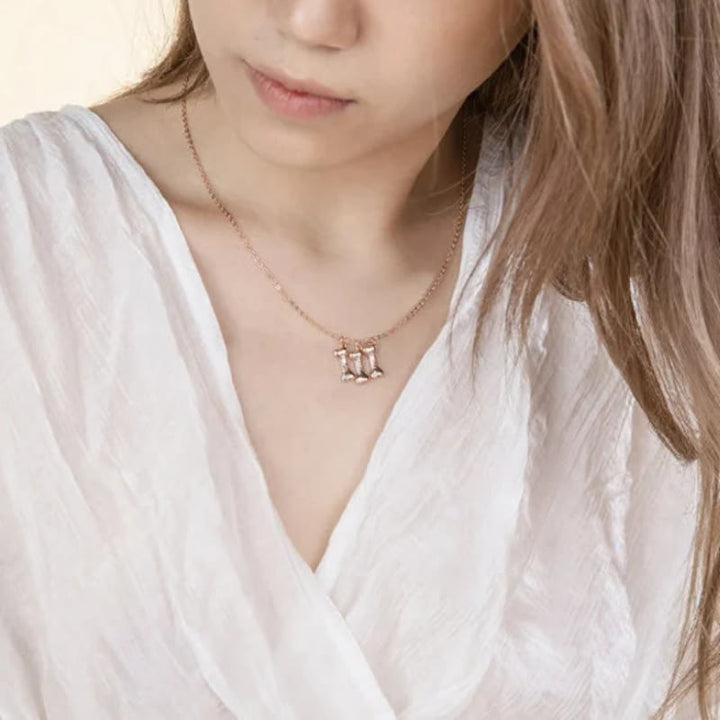 Collier personnalisé Olivenorma en acier inoxydable avec pierre de naissance et os de chien