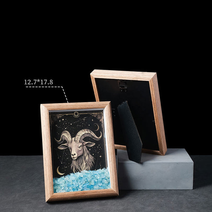 Cadre photo décoratif en gravier naturel Olivenorma avec motif du zodiaque