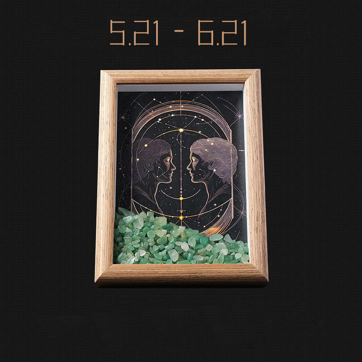 Cadre photo décoratif en gravier naturel Olivenorma avec motif du zodiaque