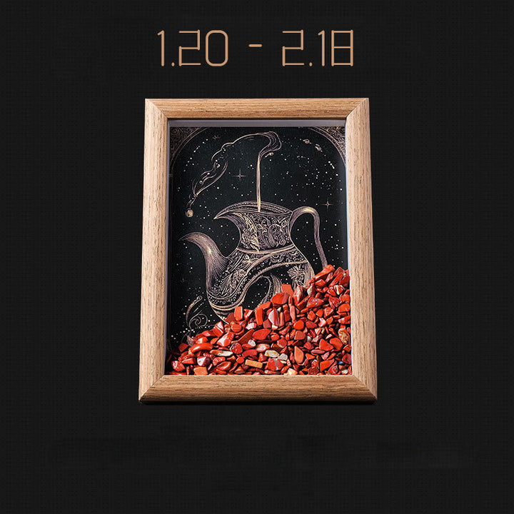 Cadre photo décoratif en gravier naturel Olivenorma avec motif du zodiaque