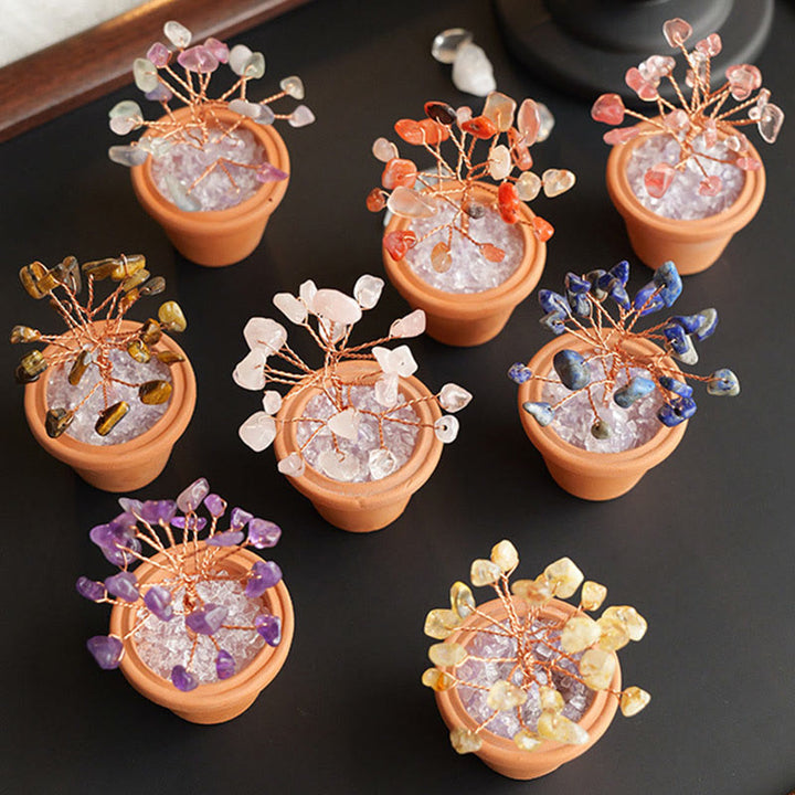 Arbre porte-bonheur en gravier naturel Olivenorma dans un pot décoratif en céramique