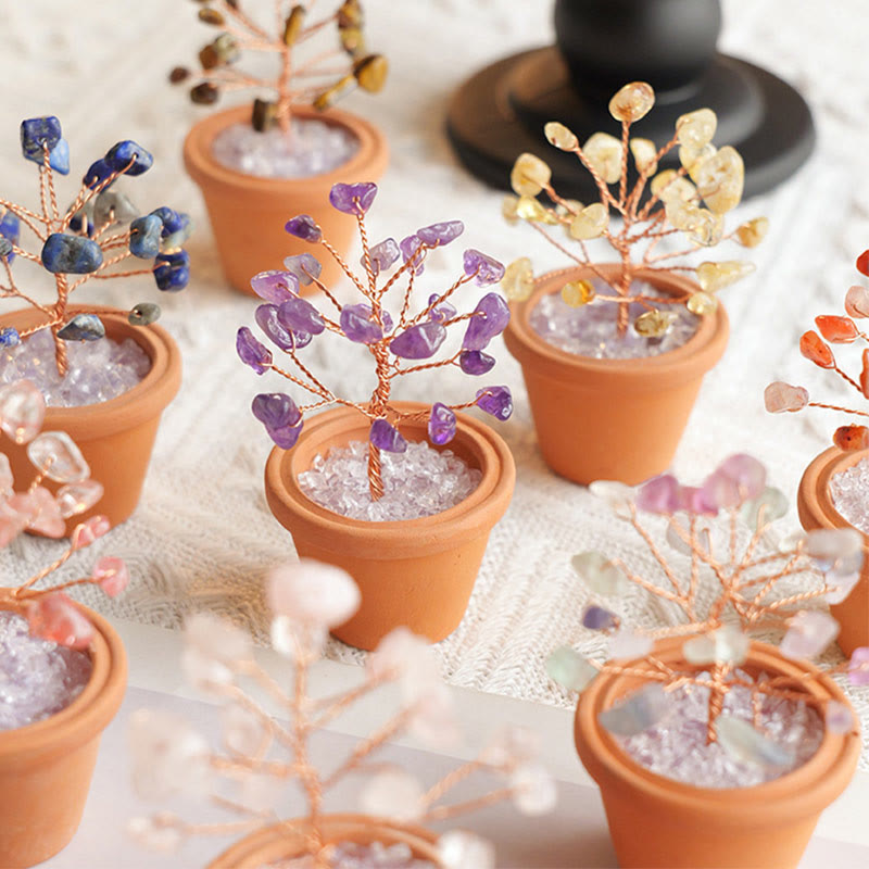 Arbre porte-bonheur en gravier naturel Olivenorma dans un pot décoratif en céramique