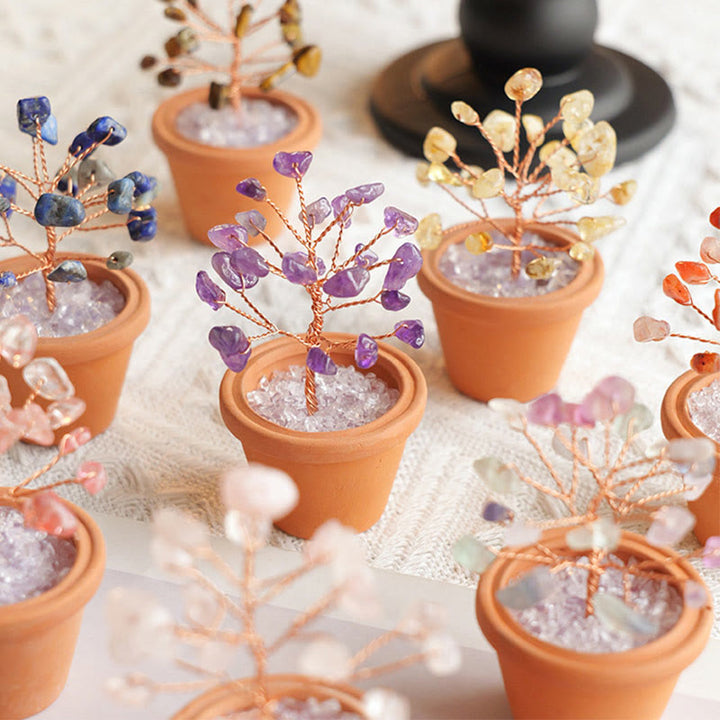 Arbre porte-bonheur en gravier naturel Olivenorma dans un pot décoratif en céramique