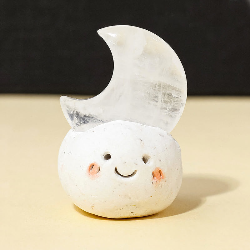 Décoration en cristal naturel Olivenorma , petite fève taillée en lune