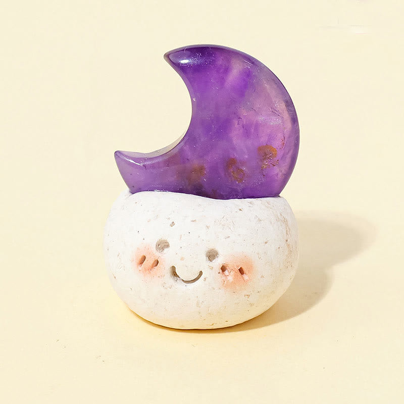 Décoration en cristal naturel Olivenorma , petite fève taillée en lune