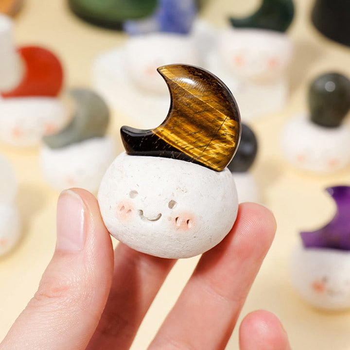 Décoration en cristal naturel Olivenorma , petite fève taillée en lune