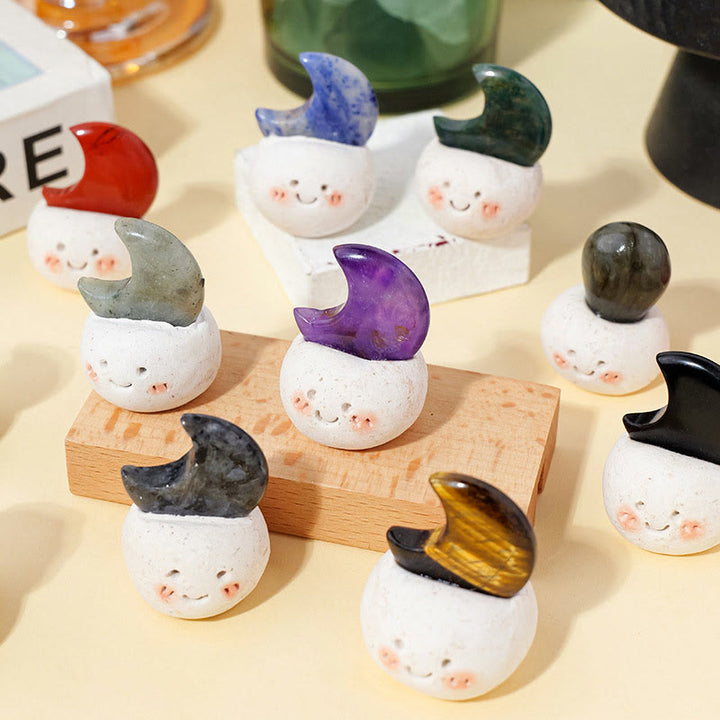 Décoration en cristal naturel Olivenorma , petite fève taillée en lune