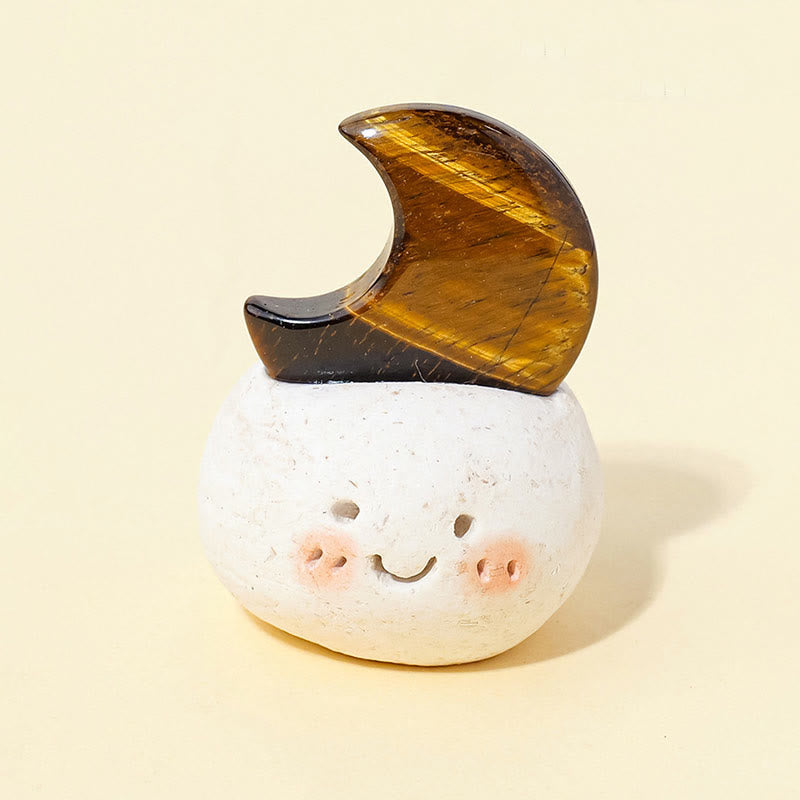 Décoration en cristal naturel Olivenorma , petite fève taillée en lune