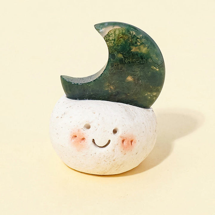 Décoration en cristal naturel Olivenorma , petite fève taillée en lune