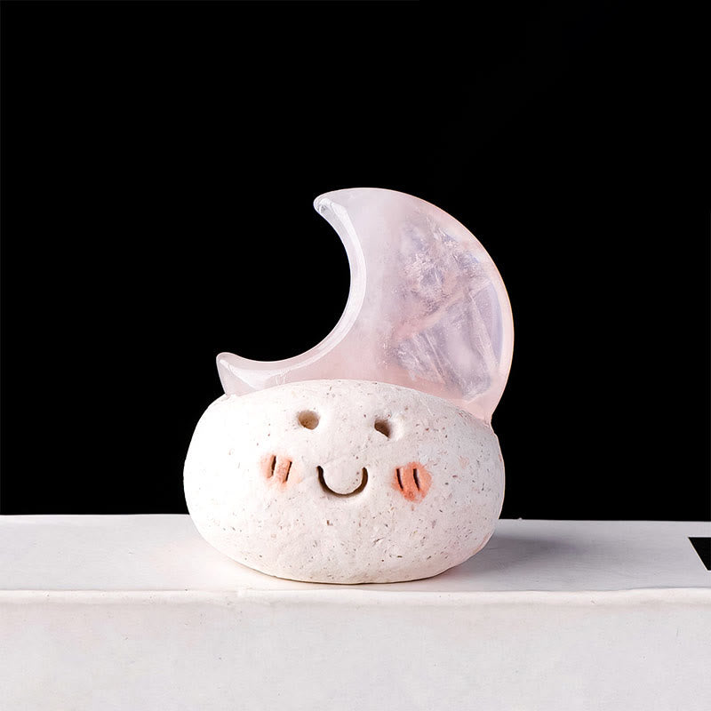 Décoration en cristal naturel Olivenorma , petite fève taillée en lune