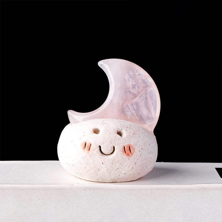 Décoration en cristal naturel Olivenorma , petite fève taillée en lune