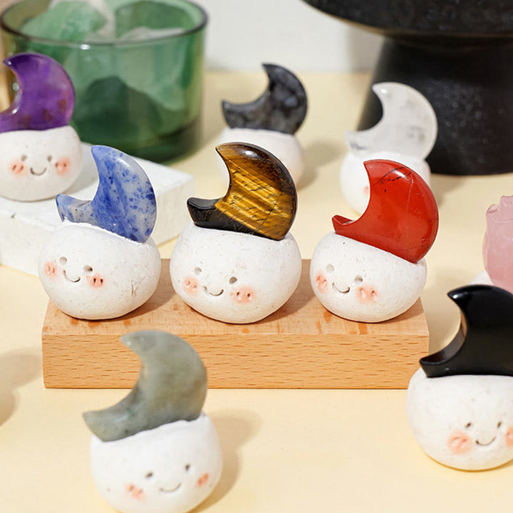 Décoration en cristal naturel Olivenorma , petite fève taillée en lune