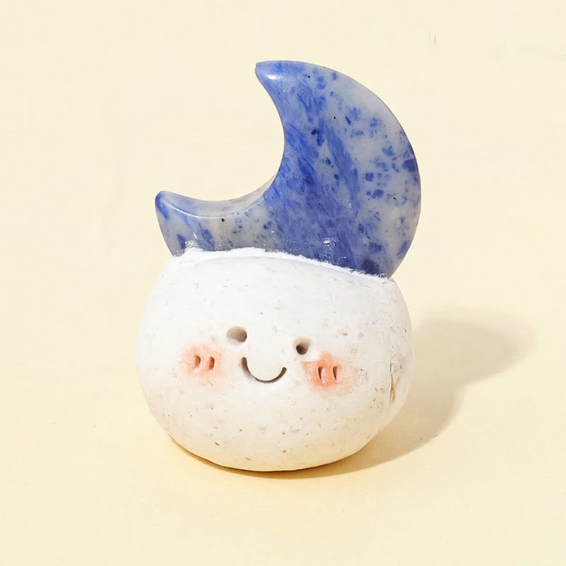 Décoration en cristal naturel Olivenorma , petite fève taillée en lune