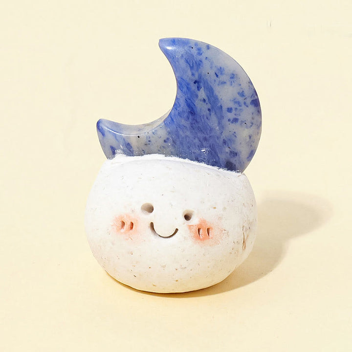 Décoration en cristal naturel Olivenorma , petite fève taillée en lune