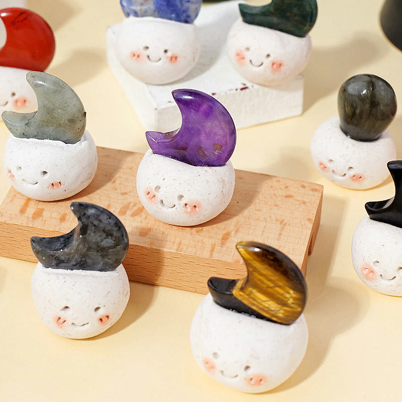 Décoration en cristal naturel Olivenorma , petite fève taillée en lune