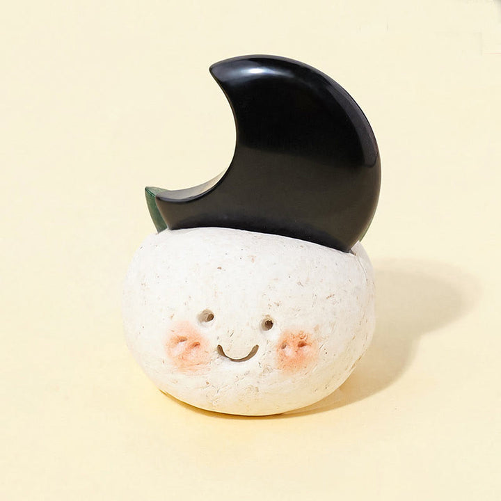 Décoration en cristal naturel Olivenorma , petite fève taillée en lune