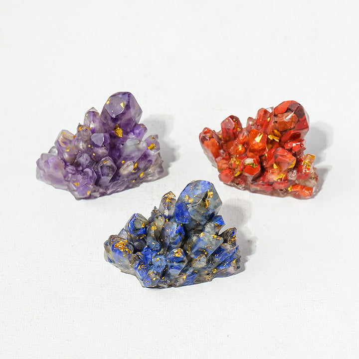 Décoration en pierre naturelle, gravier, cristaux époxy, grappes de pierres précieuses, Olivenorma