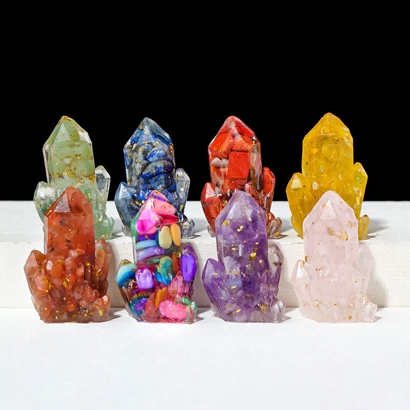 Décoration en pierre naturelle, gravier, cristaux époxy, grappes de pierres précieuses, Olivenorma