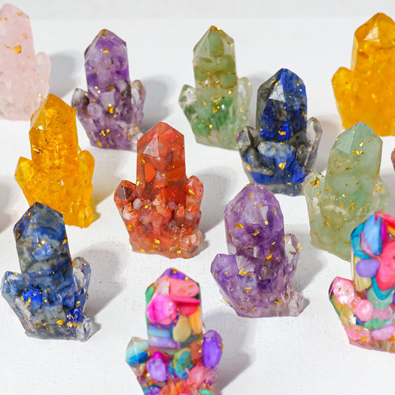 Décoration en pierre naturelle, gravier, cristaux époxy, grappes de pierres précieuses, Olivenorma