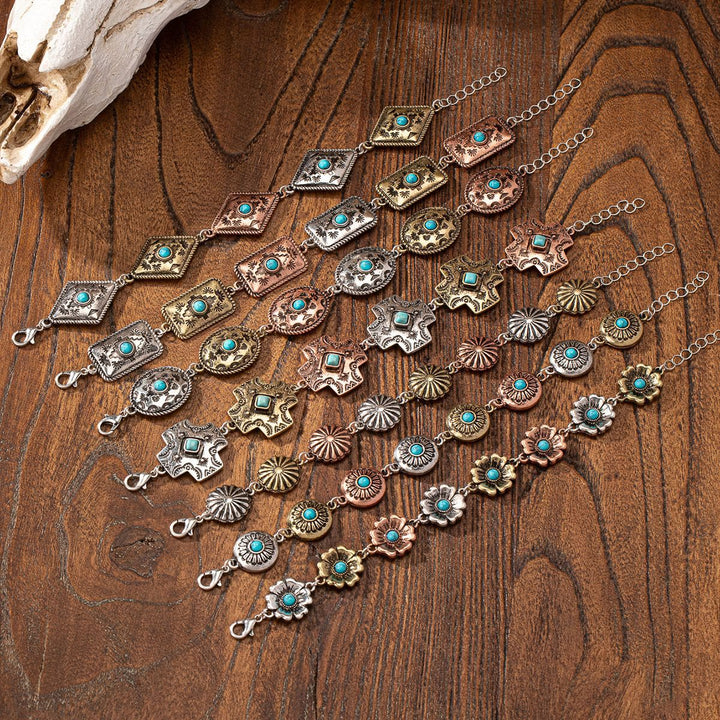 Bracelet en métal turquoise style bohème Olivenorma