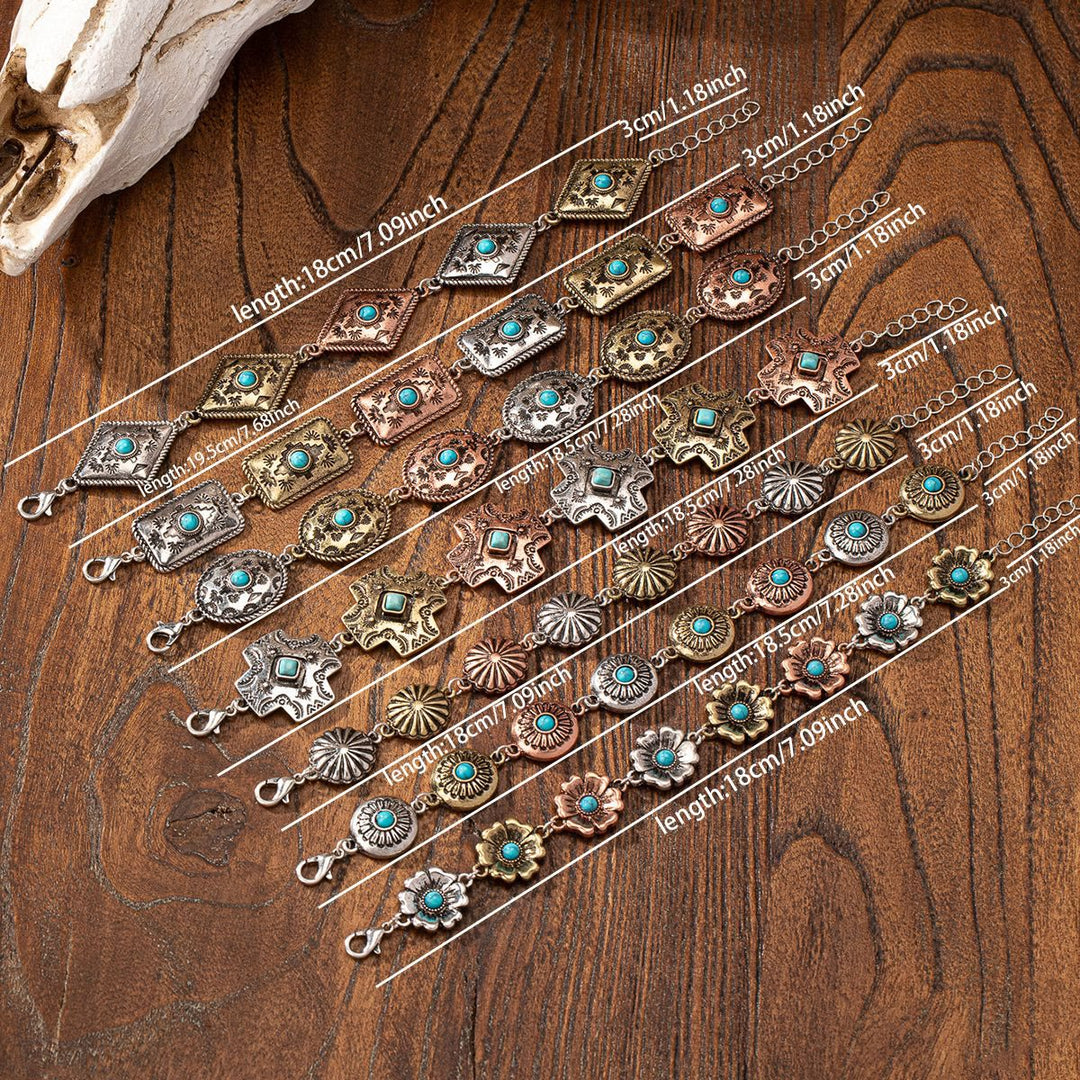 Bracelet en métal turquoise style bohème Olivenorma