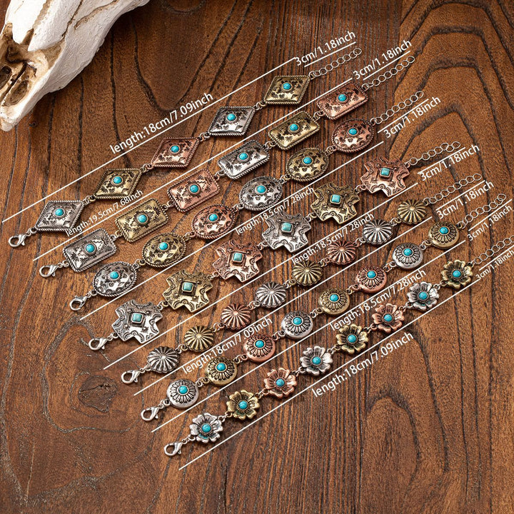 Bracelet en métal turquoise style bohème Olivenorma
