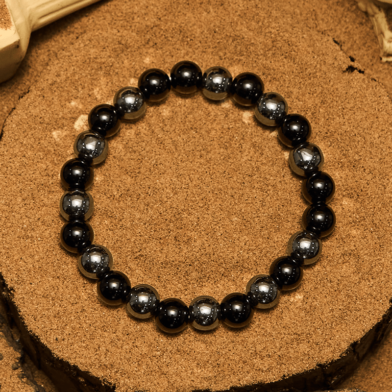 Bracelet homme Olivenorma en perles d'obsidienne hématite 8 mm