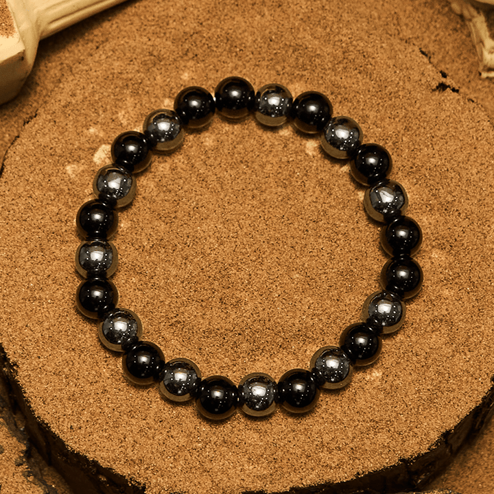 Bracelet homme Olivenorma en perles d'obsidienne hématite 8 mm