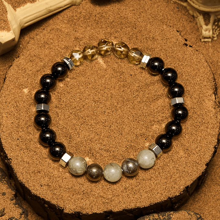 Bracelet de perles en obsidienne labradorite et quartz fumé Olivenorma
